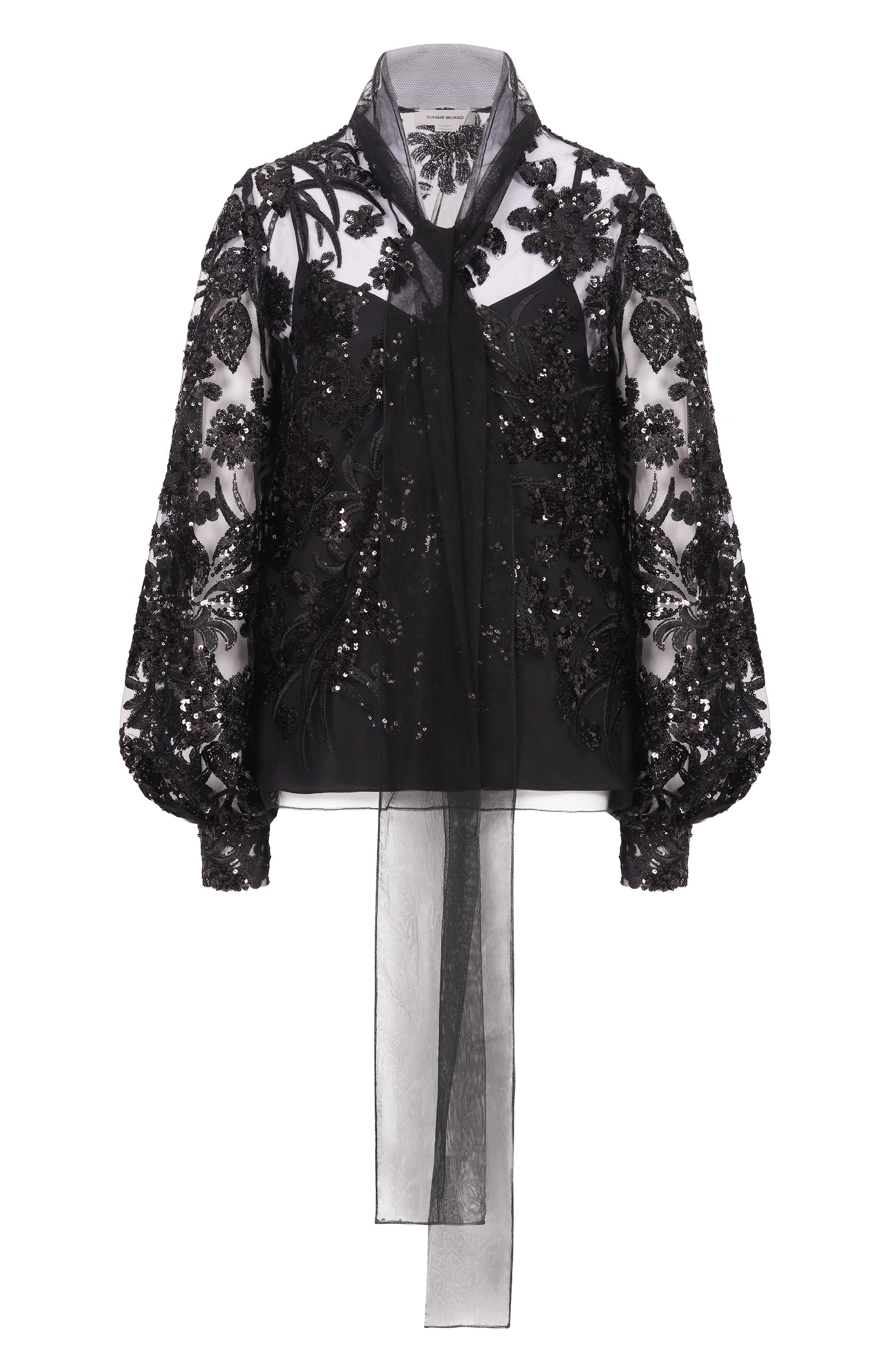 Блузка с отделкой пайетками ZUHAIR MURAD, арт. RBL26050/TUEM016, фото 1