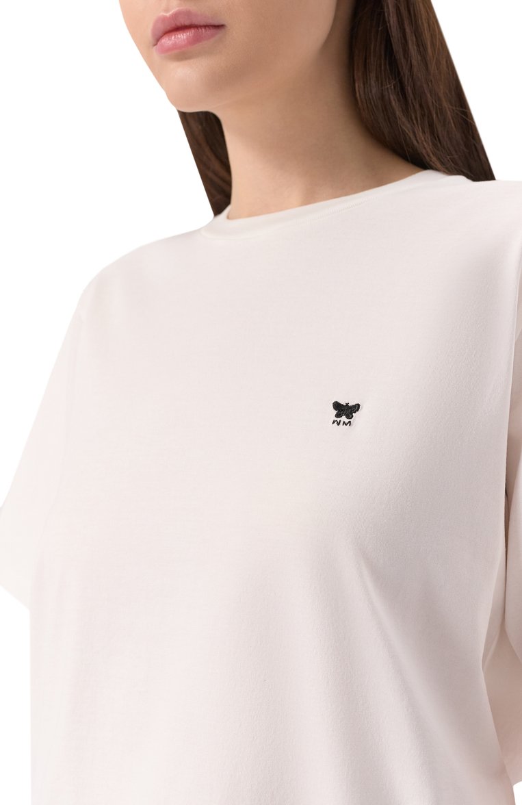 Женская хлопковая футболка WEEKEND MAX MARA белого цвета, арт. SATRAP0 | Фото 5 (Длина (для топов): Стандартные; Рукава: Короткие; Материал внешний: Хлопок; Принт: Без принта; Стили: Кэжуэл)
