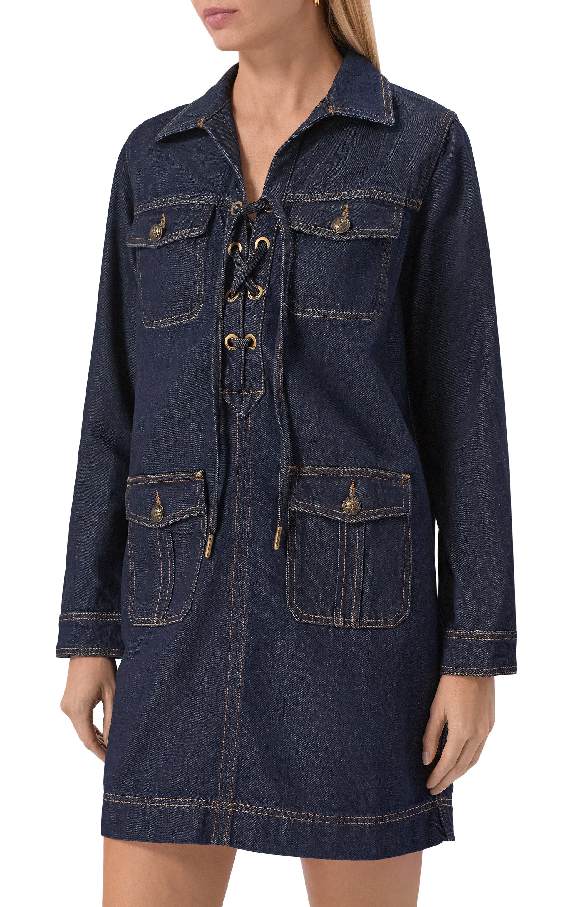 Джинсовое платье ZADIG AND VOLTAIRE синего цвета по цене 53550 руб., арт. WWDR02576, фото 3 Джинсовое платье ZADIG AND VOLTAIRE, арт. WWDR02576, фото 3