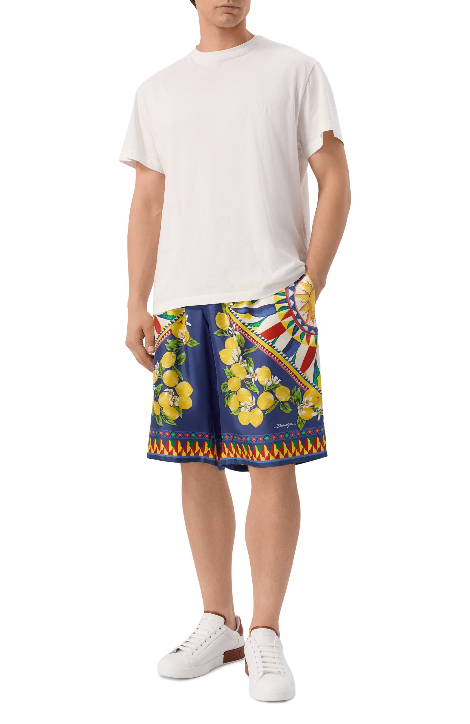 Шелковые шорты DOLCE & GABBANA разноцветного цвета по цене 139500 руб., арт. GV37AT/HI14K, фото 2 Шелковые шорты DOLCE & GABBANA, арт. GV37AT/HI14K, фото 2