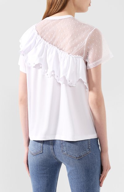 Хлопковая футболка REDVALENTINO белого цвета по цене 30850 руб., арт. TR0MG05T/550, фото 4 Хлопковая футболка REDVALENTINO, арт. TR0MG05T/550, фото 4