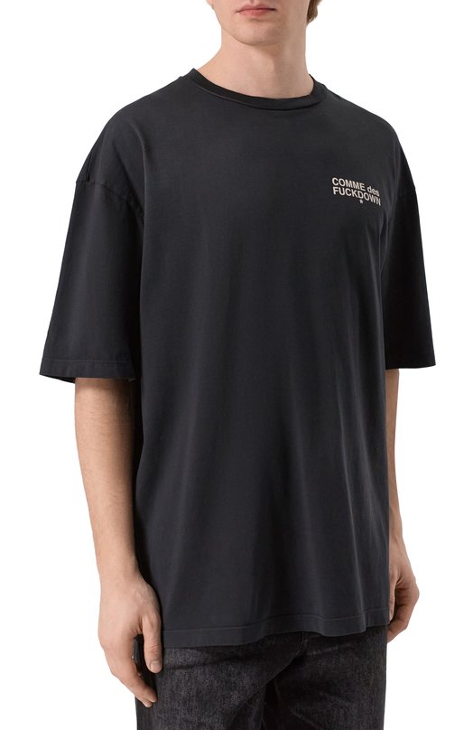 Хлопковая футболка Comme des Fuckdown CFABM01742 Чёрный  CFABM01742 Фото 3