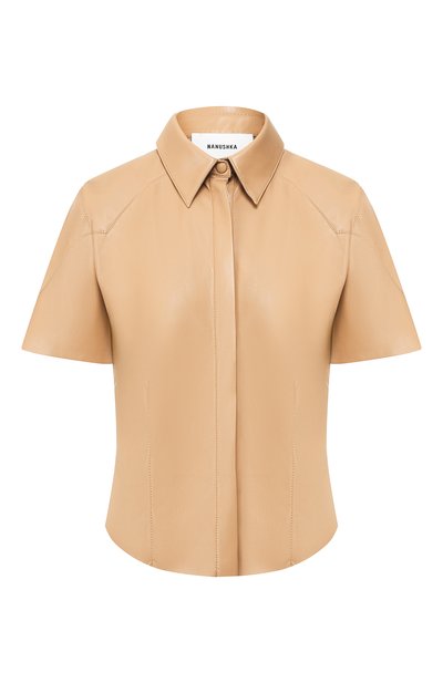 Блузка с короткими рукавами NANUSHKA, арт. CLARE_PALE CARAMEL_VEGAN LEATHER, фото 1