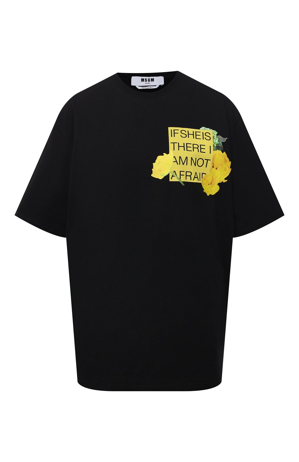 Хлопковая футболка MSGM черного цвета по цене 17600 руб., арт. 3142MDM193 217798, фото 1 Хлопковая футболка MSGM, арт. 3142MDM193 217798, фото 1