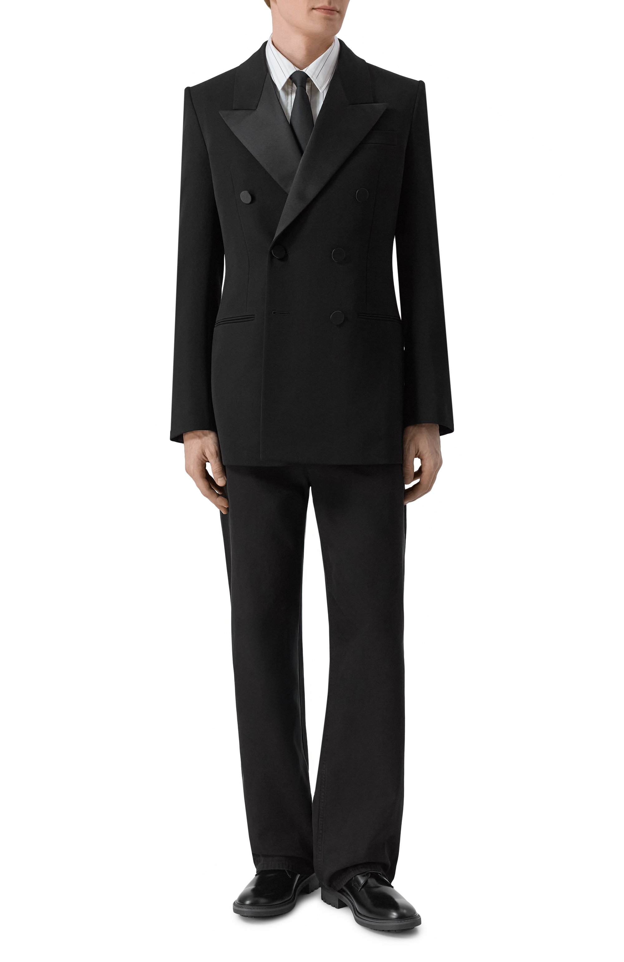 Шерстяной смокинг SAINT LAURENT черного цвета по цене 492500 руб., арт. 797220/Y7E63, фото 2 Шерстяной смокинг SAINT LAURENT, арт. 797220/Y7E63, фото 2