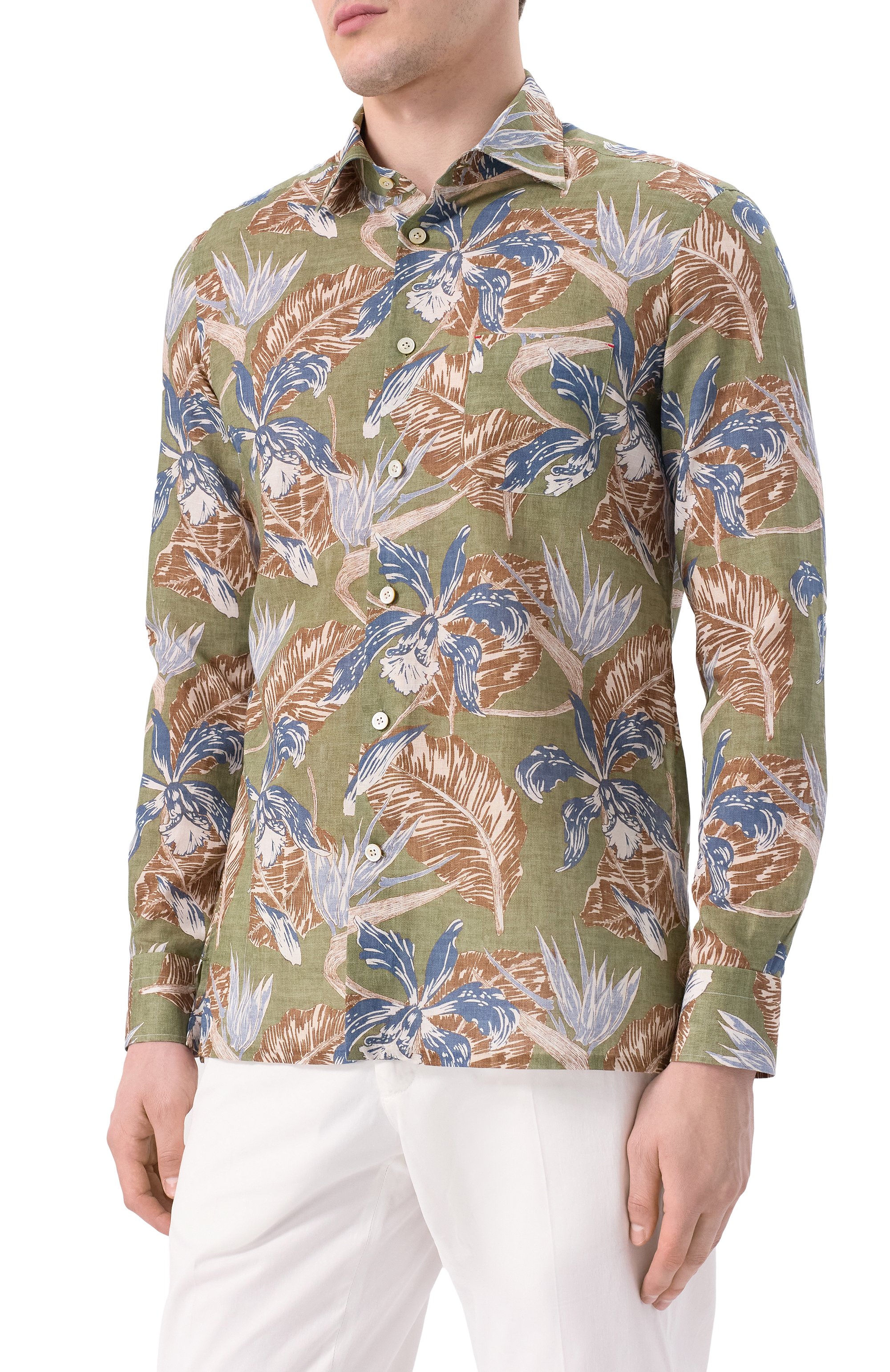 Рубашка из хлопка и льна KITON, арт. UMCNERH0928303, фото 3