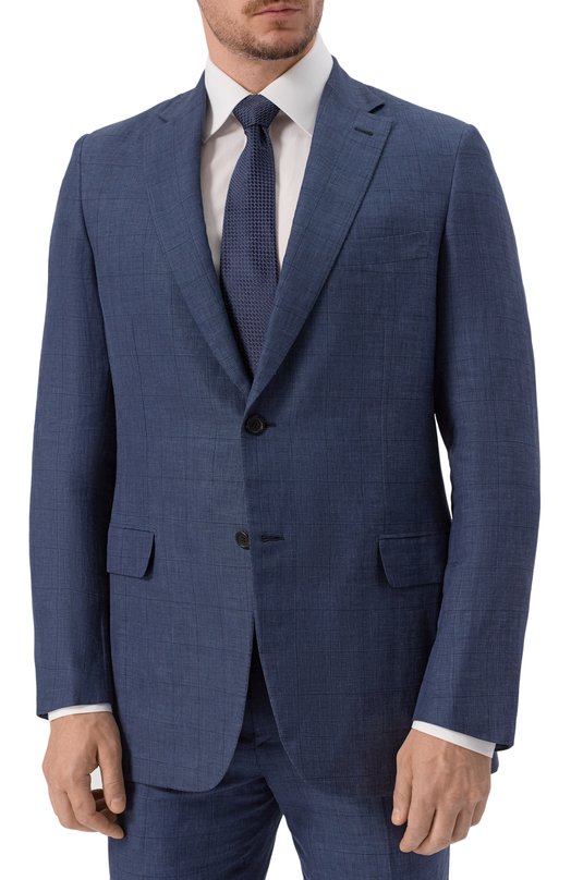 Костюм из смеси шерсти и льна с шелком Brioni RA0J0L/P7AN7/BRUNIC0/2 Синий  RA0J0L/P7AN7/BRUNIC0/2 Фото 3