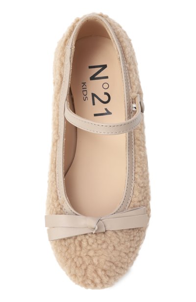 Меховые балетки N21 бежевого цвета по цене 26150 руб., арт. 80905/28-35, фото 4 Меховые балетки N21, арт. 80905/28-35, фото 4