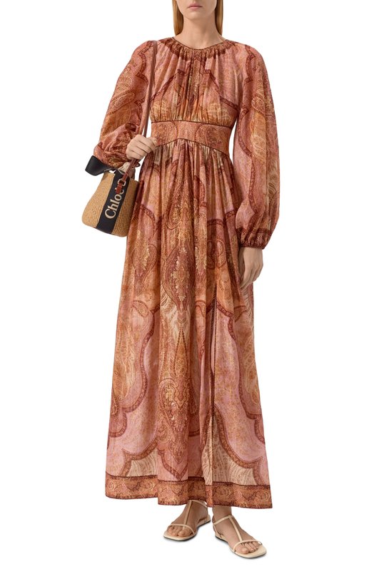 Платье из хлопка и шелка Zimmermann 5947DRS262 Разноцветный  5947DRS262 Фото 2