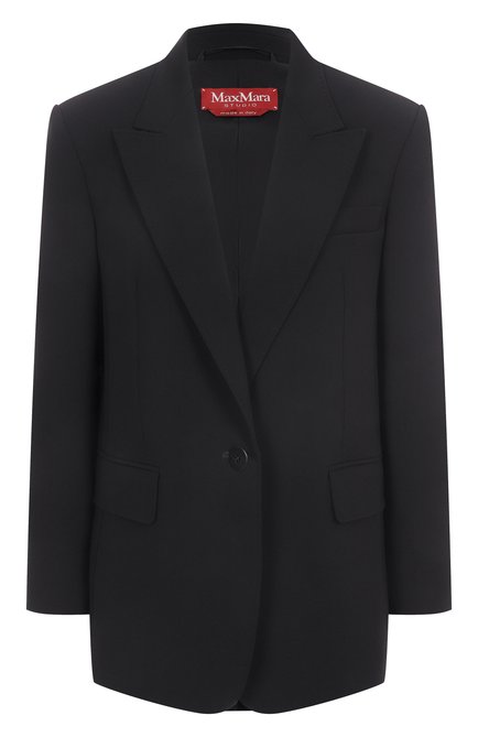 Женский жакет MAX MARA STUDIO черного цвета, арт. FURETT0 | Фото 1 (Рукава: Длинные; Драгоценные камни: Проставлено; Материал сплава: Проставлено; Длина (для топов): Стандартные; Материал внешний: Синтетический материал)