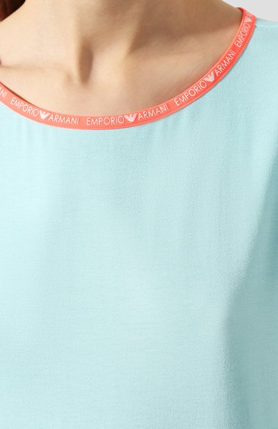 Футболка из вискозы EMPORIO ARMANI голубого цвета по цене 8995 руб., арт. 164308/0P268, фото 5 Футболка из вискозы EMPORIO ARMANI, арт. 164308/0P268, фото 5