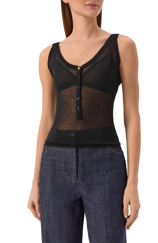 Хлопковый топ Elie Saab T0269/CK017 Чёрный  T0269/CK017 Фото 3