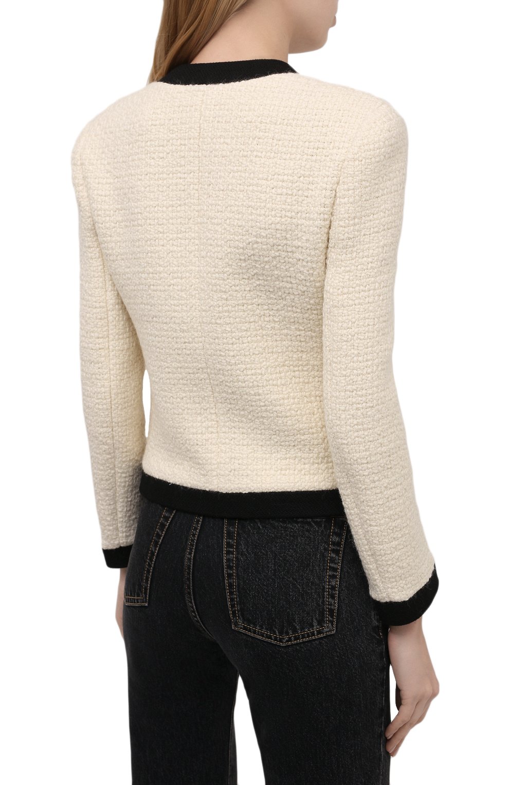 Шерстяной жакет SAINT LAURENT кремового цвета по цене 326500 руб., арт. 668542/Y118T, фото 4 Шерстяной жакет SAINT LAURENT, арт. 668542/Y118T, фото 4