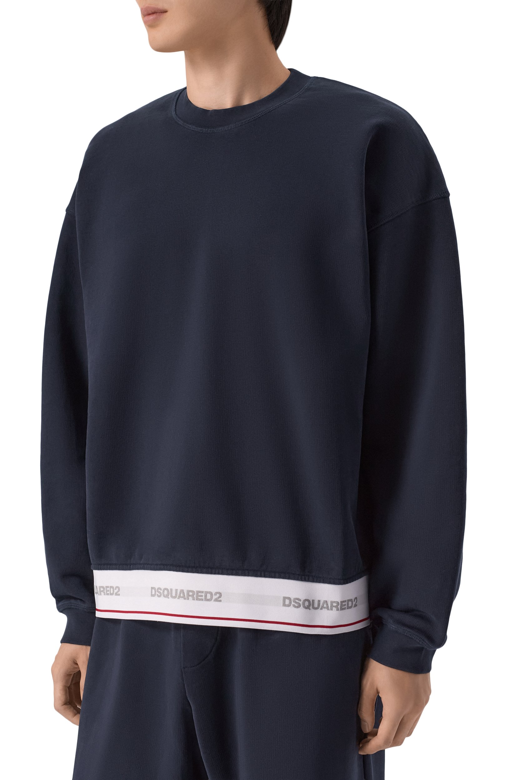Хлопковый свитшот DSQUARED2 темно-синего цвета по цене 54450 руб., арт. S74GU0961/D25028, фото 3 Хлопковый свитшот DSQUARED2, арт. S74GU0961/D25028, фото 3