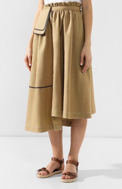 Юбка из смеси льна и вискозы LOEWE бежевого цвета по цене 94250 руб., арт. S2195200R0, фото 3 Юбка из смеси льна и вискозы LOEWE, арт. S2195200R0, фото 3