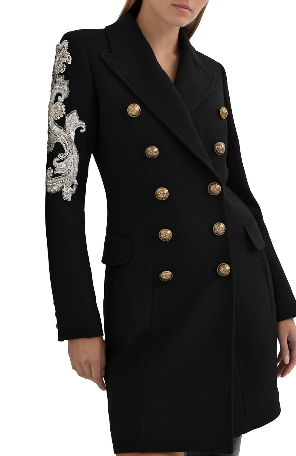 Шерстяное пальто BALMAIN черного цвета по цене 394000 руб., арт. UF19572/P050, фото 3 Шерстяное пальто BALMAIN, арт. UF19572/P050, фото 3