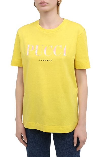 Хлопковая футболка EMILIO PUCCI желтого цвета по цене 18650 руб., арт. 1ETP73/1E987, фото 3 Хлопковая футболка EMILIO PUCCI, арт. 1ETP73/1E987, фото 3