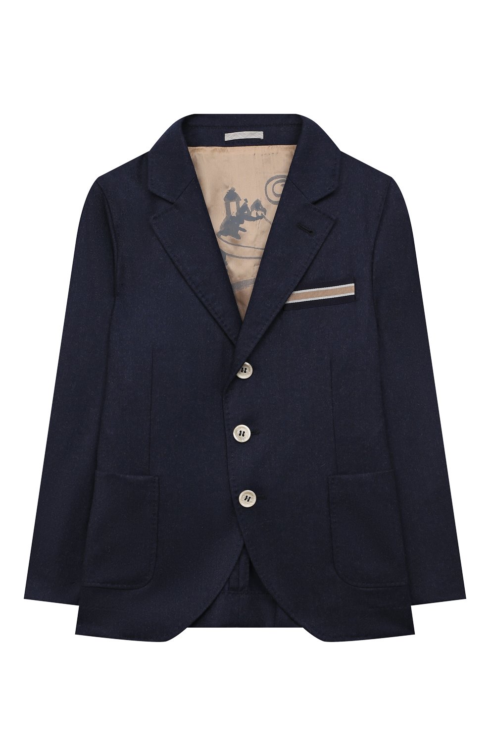 Шерстяной пиджак BRUNELLO CUCINELLI темно-синего цвета по цене 75250 руб., арт. BE226K725B, фото 1 Шерстяной пиджак BRUNELLO CUCINELLI, арт. BE226K725B, фото 1