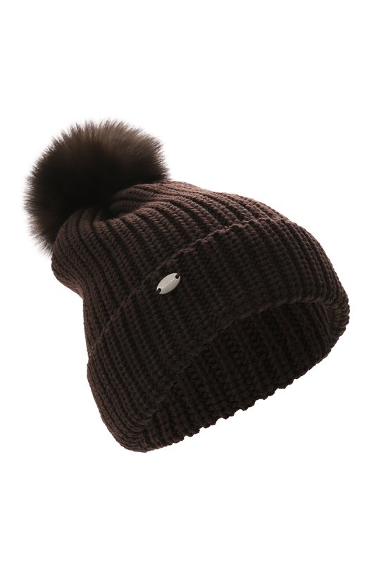 Шерстяная шапка с отделкой из соболя Black Sable BS-47CC10 Коричневый BS-47CC10