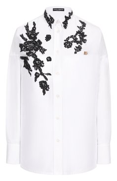 Женская хлопковая рубашка DOLCE & GABBANA белого цвета, арт. F5T39T/GDB80 | Фото 1 (Рукава: Длинные; Материал внешний: Хлопок; Длина (для топов): Удлиненные; Женское Кросс-КТ: Рубашка-одежда; Принт: Без принта; Стили: Классический; Размерность: Товар большемерит; Автоматизация ТО: Проставлено; Автоматизация состава: Проставлено)