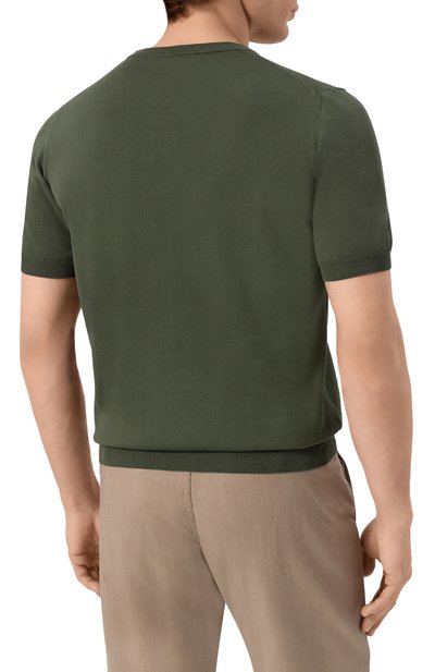 Хлопковый джемпер CANALI хаки цвета по цене 30900 руб., арт. C0719/MK00145, фото 4 Хлопковый джемпер CANALI, арт. C0719/MK00145, фото 4