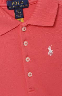 Детское хлопковое платье POLO RALPH LAUREN кораллового цвета, арт. 312698754 | Фото 3 (Материал внешний: Хлопок; Рукава: Короткие; Материал сплава: Проставлено; Драгоценные камни: Проставлено; Ростовка одежда: 5 лет | 110 см, 6 лет | 116 см)