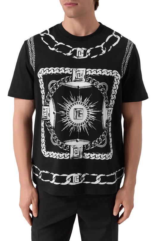 Хлопковая футболка Balmain FH1EG000/GF08 Чёрный  FH1EG000/GF08 Фото 3
