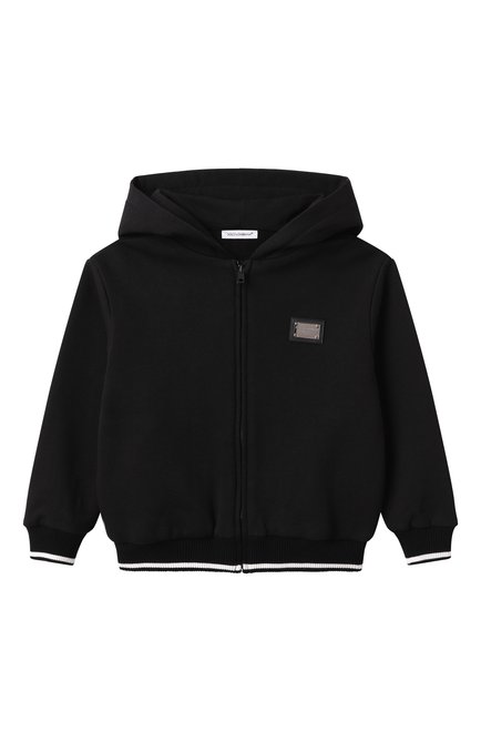 Детский хлопковая толстовка DOLCE & GABBANA черного цвета, арт. L4JWKG/G70K1/2-6 | Фото 1 (Материал сплава: Проставлено; Драгоценные камни: Проставлено; Рукава: Длинные)