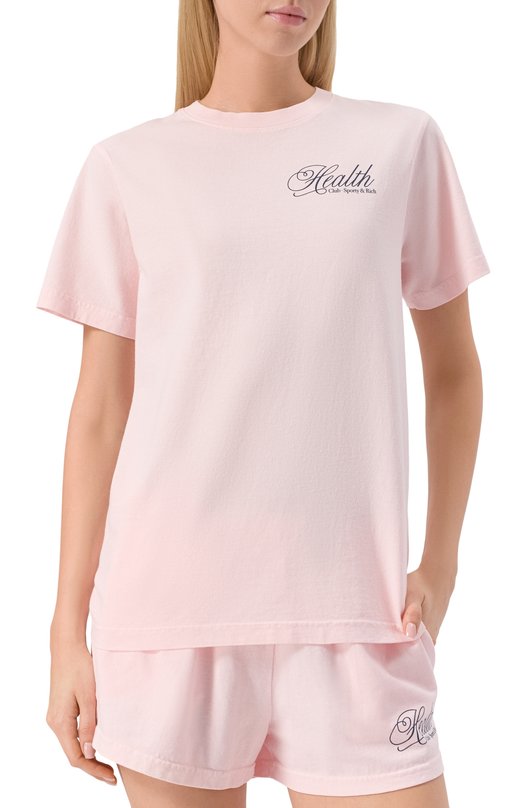 Хлопковая футболка Sporty and Rich T0043620078P140 Розовый  T0043620078P140 Фото 3