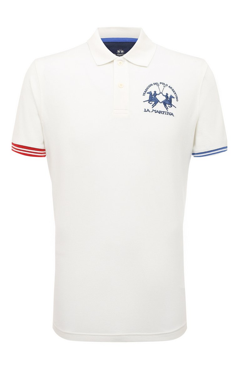 Мужское белое хлопковое поло LA MARTINA купить в интернет-магазине ЦУМ