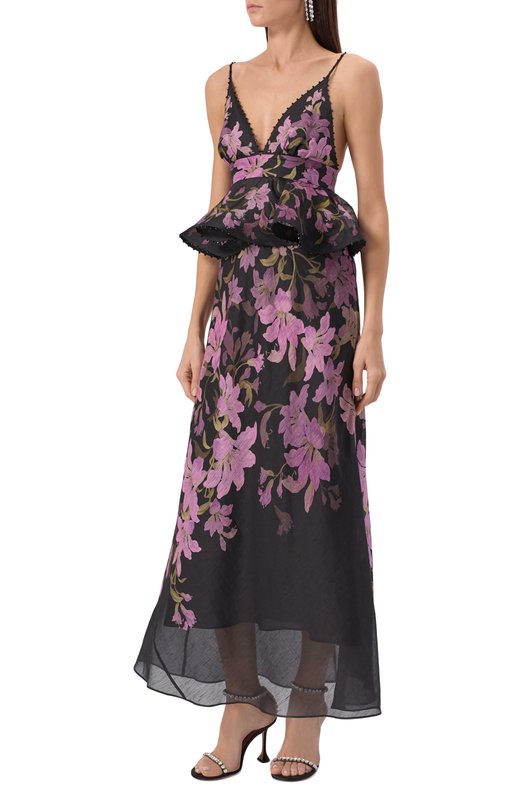 Платье изо льна и шелка Zimmermann 3495DS252 Чёрный  3495DS252 Фото 3