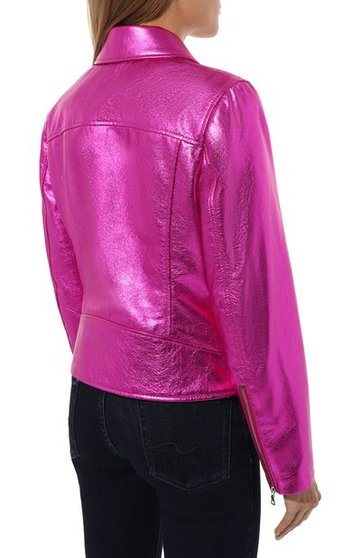 Кожаная куртка MASLOV фуксия цвета по цене 116600 руб., арт. K05, фото 4 Кожаная куртка MASLOV, арт. K05, фото 4