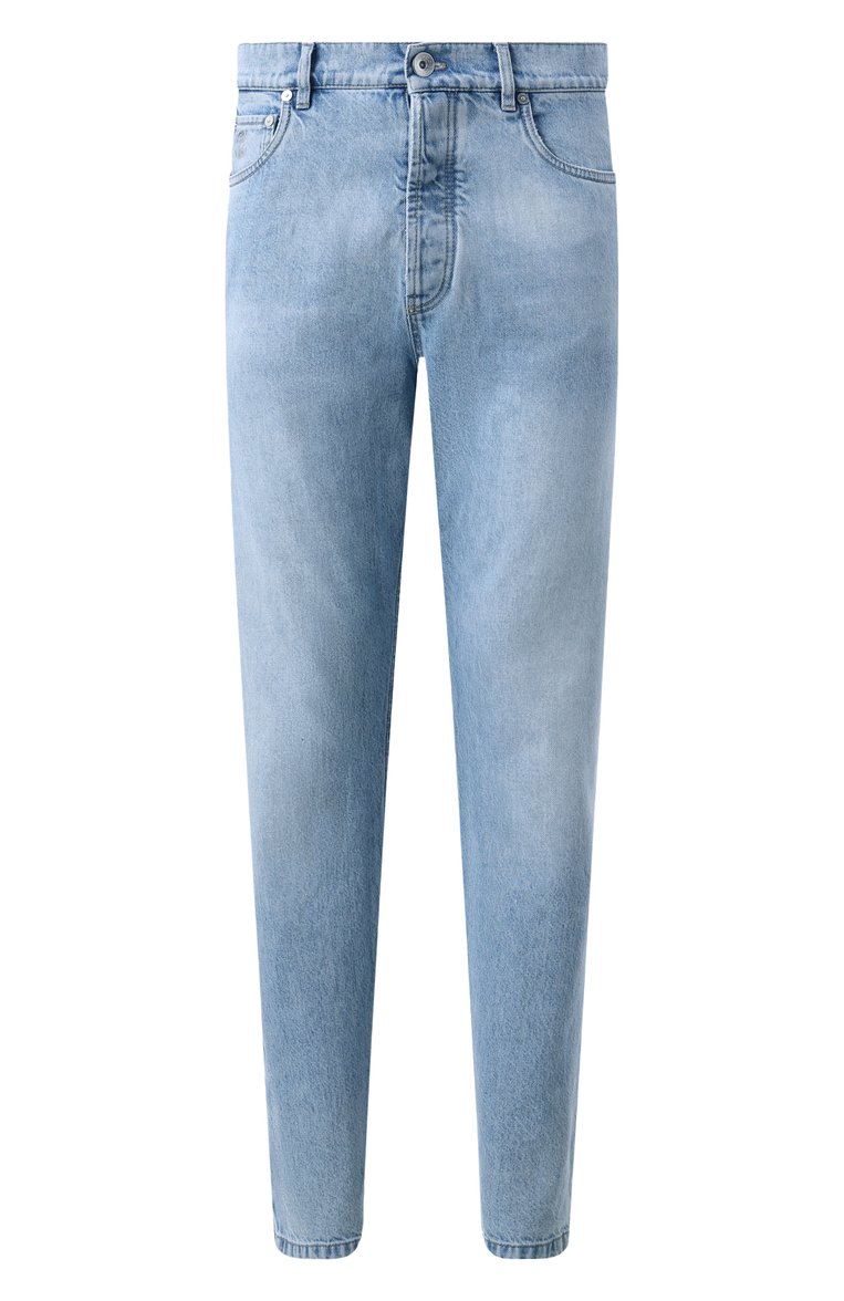 Мужские джинсы iconic fit BRUNELLO CUCINELLI голубого цвета, арт. M241PB2346 | Фото 1 (Длина (брюки, джинсы): Стандартные; Материал внешний: Хлопок, Деним; Кросс-КТ: Деним; Детали: Делаве; Стили: Повседневный; Автоматизация состава: Проставлено; Автоматизация ТО: Проставлено; Силуэт М (брюки): Прямые)