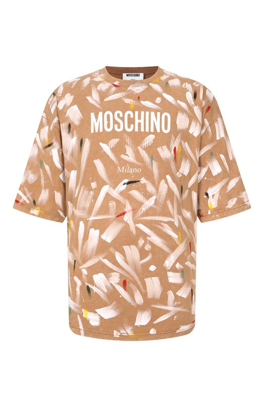 Хлопковая футболка Moschino A0711/0241 Бежевый A0711/0241
