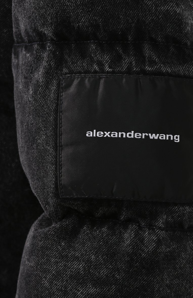 Женский джинсовый пуховик DENIM X ALEXANDER WANG серого цвета, арт. 4D992343DL | Фото 5 (Статус проверки: Проверено, Проверена категория; Длина (верхняя одежда): Короткие; Материал подклада: Синтетический материал; Материал внешний: Хлопок, Деним; Рукава: Короткие; Кросс-КТ: Пуховик, Деним; Материал сплава: Проверено, Проставлено; Драгоценные камни: Проставлено)