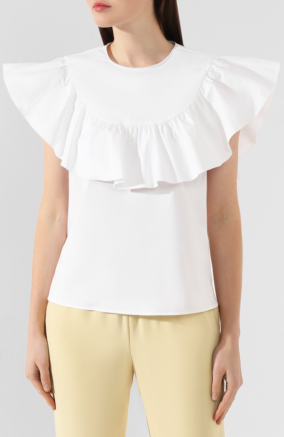 Хлопковый топ REDVALENTINO белого цвета по цене 21800 руб., арт. TR3AEB75/0ES, фото 3 Хлопковый топ REDVALENTINO, арт. TR3AEB75/0ES, фото 3