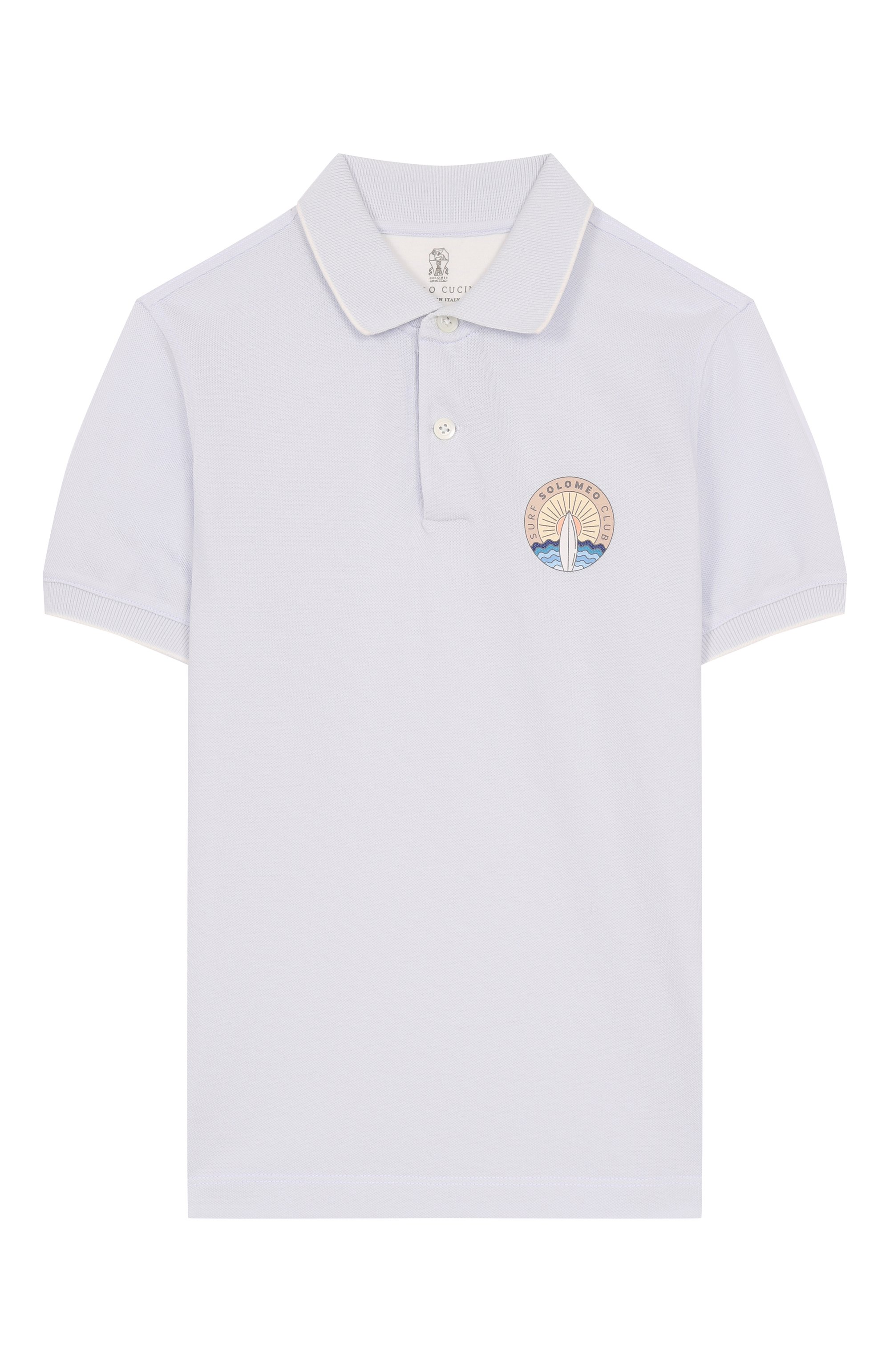 Хлопковое поло BRUNELLO CUCINELLI светло-голубого цвета по цене 29950 руб., арт. BE854T319A, фото 1 Хлопковое поло BRUNELLO CUCINELLI, арт. BE854T319A, фото 1