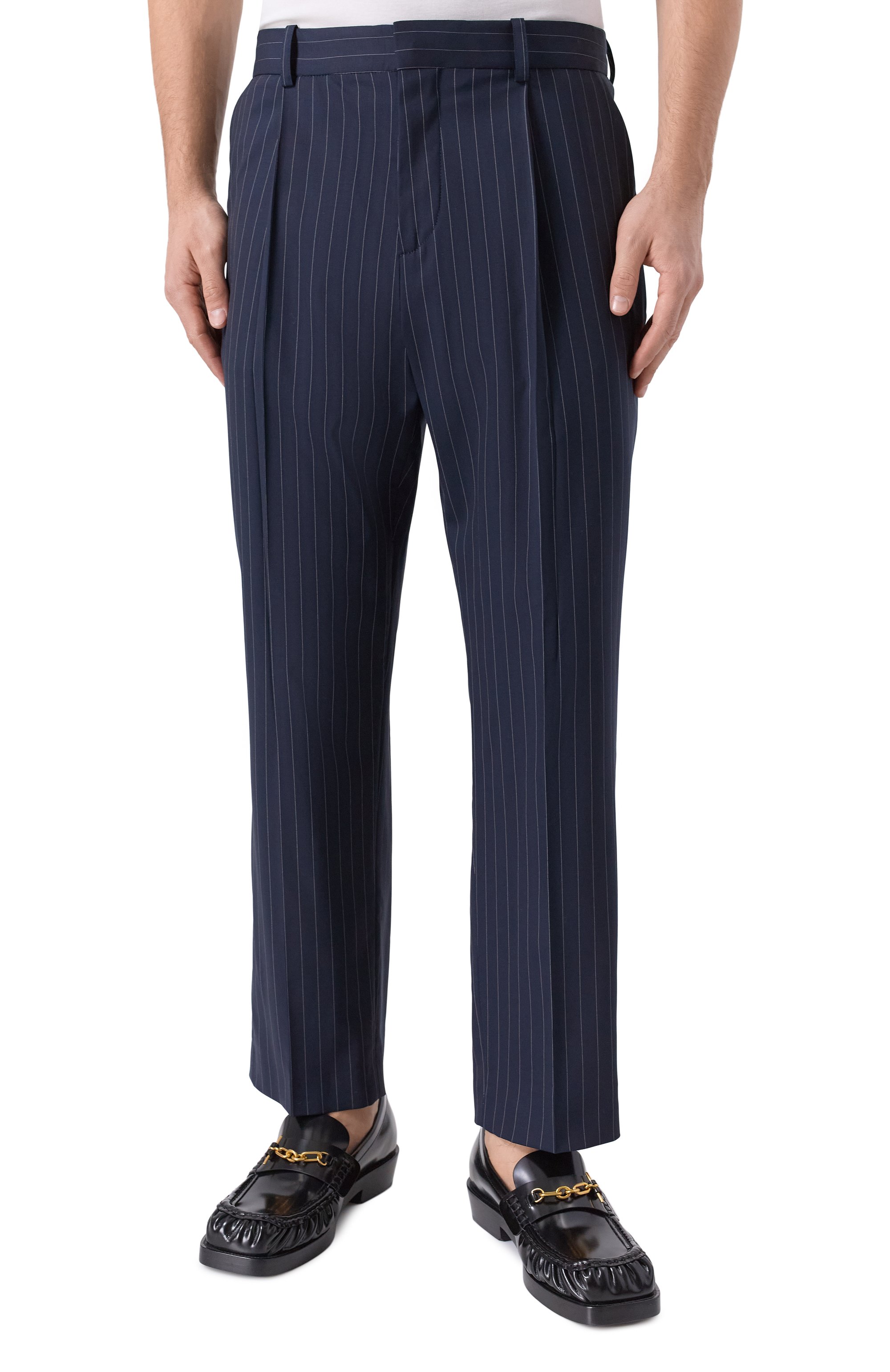 Шерстяные брюки BALMAIN темно-синего цвета по цене 112000 руб., арт. FH0PM110/WD25, фото 3 Шерстяные брюки BALMAIN, арт. FH0PM110/WD25, фото 3