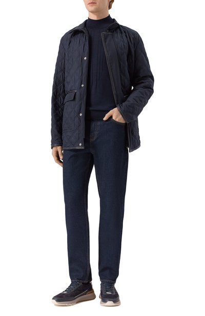 Мужская шелковая куртка с кожаной отделкой ZILLI, арт. ASTA01M0628VCQ000