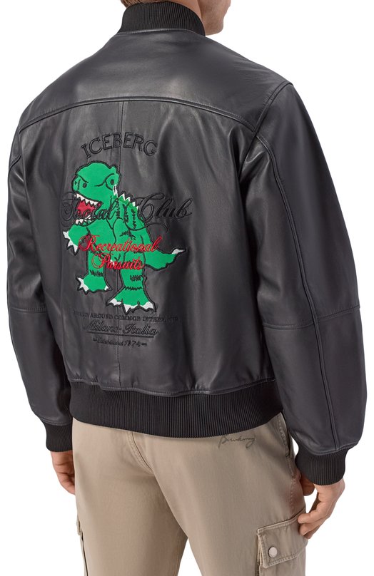 Кожаный бомбер Iceberg 26EI1P0Z011 Чёрный  26EI1P0Z011 Фото 4