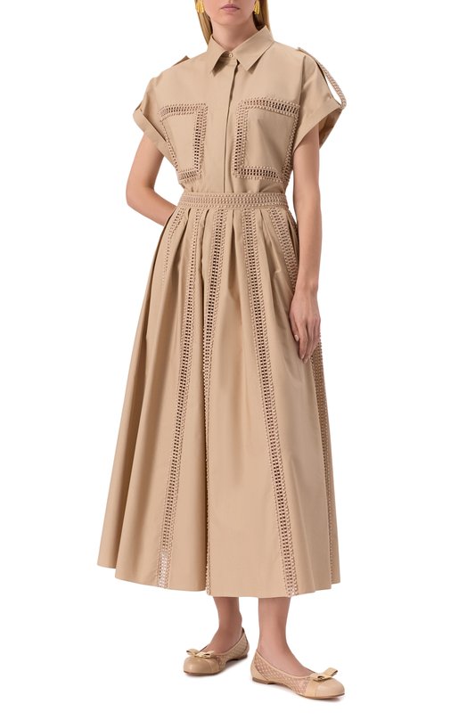 Хлопковая рубашка Elie Saab SH092NS25/P0009 Бежевый  SH092NS25/P0009 Фото 2