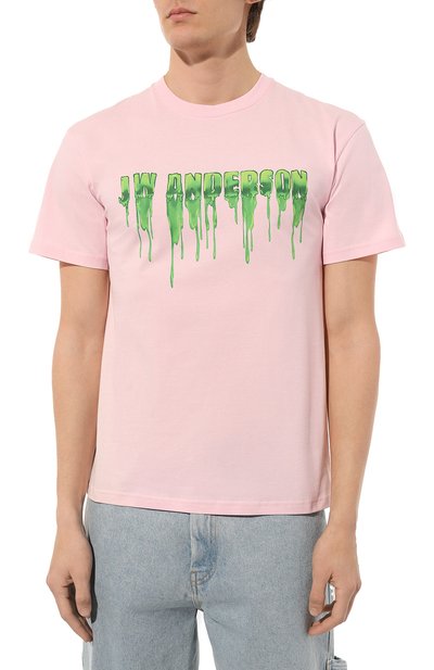 Хлопковая футболка JW ANDERSON светло-розового цвета по цене 21000 руб., арт. JT0098PG0980 391, фото 3 Хлопковая футболка JW ANDERSON, арт. JT0098PG0980 391, фото 3