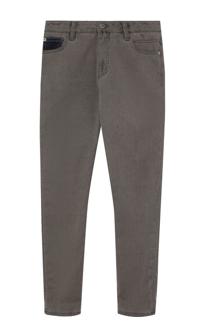 Джинсы с контрастной отделкой ARMANI JUNIOR серого цвета по цене 12850 руб., арт. 6Y4J32/4DEDZ/11A-16A, фото 1 Джинсы с контрастной отделкой ARMANI JUNIOR, арт. 6Y4J32/4DEDZ/11A-16A, фото 1