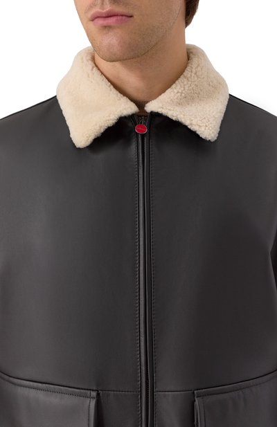 Кожаный бомбер с воротником из овчины KITON, арт. UW2240V0416H20/62-68, фото 5