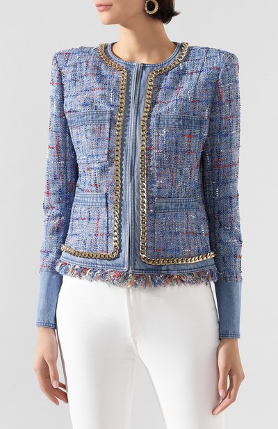 Жакет BALMAIN голубого цвета по цене 358000 руб., арт. TF17542/D017, фото 3 Жакет BALMAIN, арт. TF17542/D017, фото 3