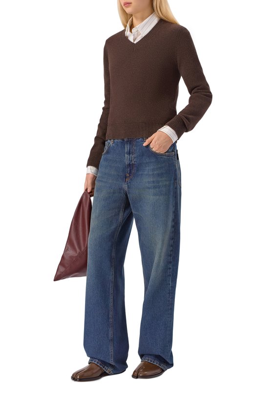 Шерстяной свитер MM6 S62HN0007/M13187 Коричневый  S62HN0007/M13187 Фото 2