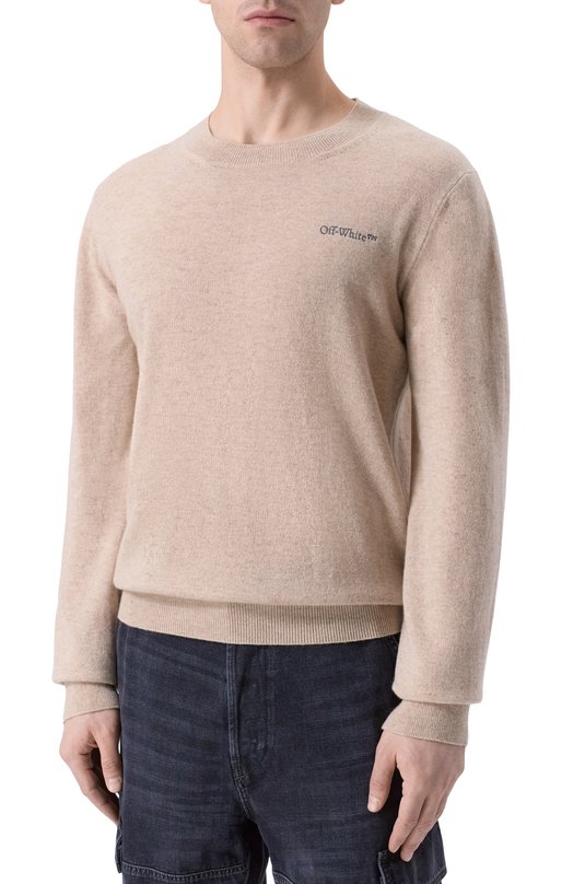 Кашемировый джемпер Off-White 0MHE200F25KNI001 Бежевый  0MHE200F25KNI001 Фото 3