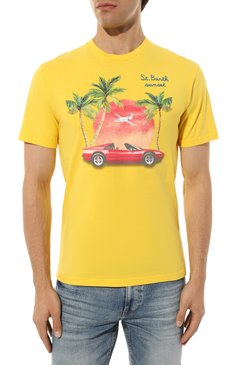 Мужская хлопковая футболка MC2 SAINT BARTH желтого цвета, арт. STBM/TSHIRT MAN/05764D | Фото 3 (Кросс-КТ: Пляж; Рукава: Короткие; Длина (для топов): Стандартные; Стили: Гранж; Принт: С принтом; Материал сплава: Проставлено; Материал внешний: Хлопок; Драгоценные камни: Проставлено)