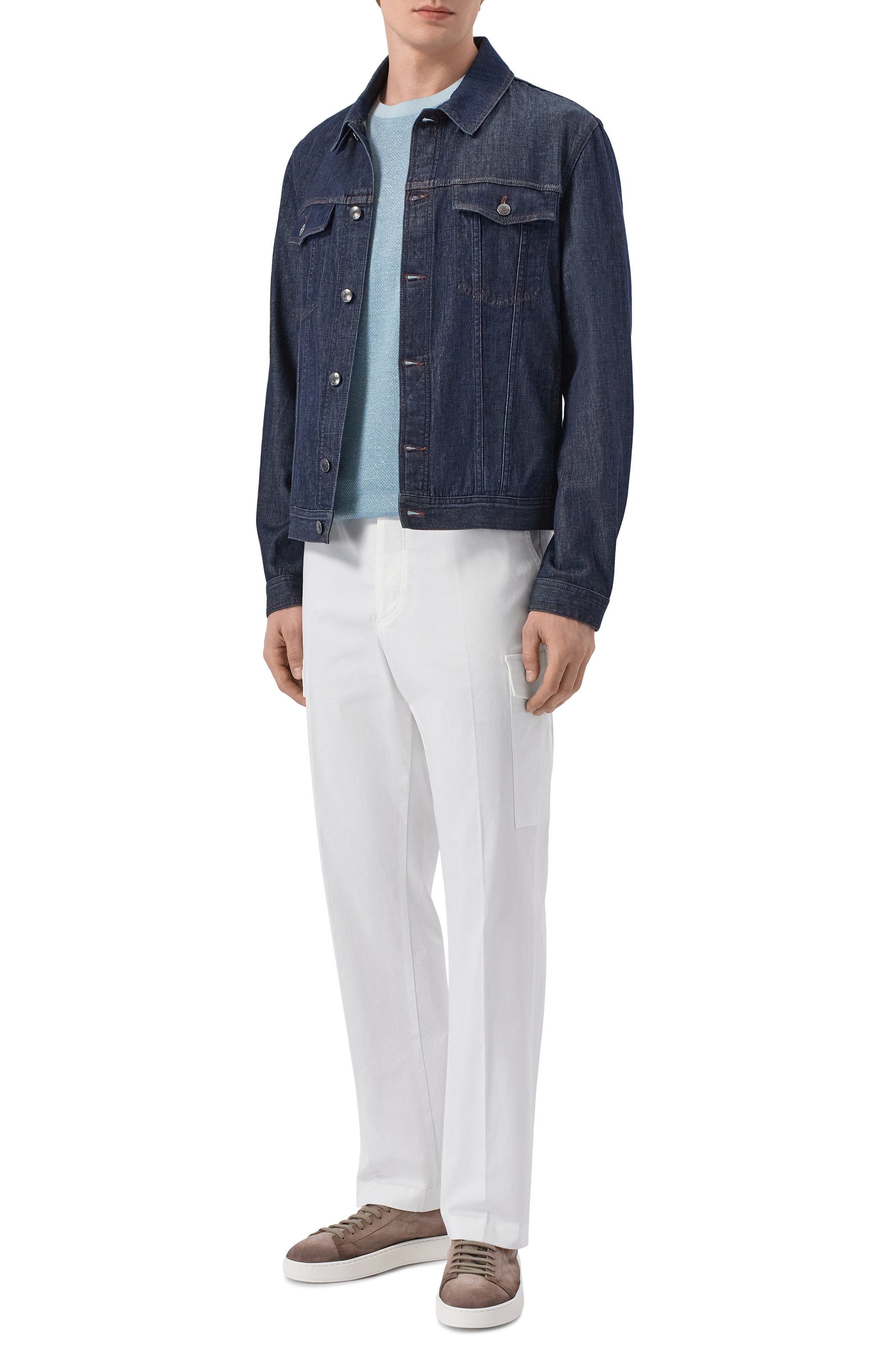 Футболка из хлопка и льна BOSS CAMEL голубого цвета по цене 41950 руб., арт. 50560028, фото 2 Футболка из хлопка и льна BOSS CAMEL, арт. 50560028, фото 2