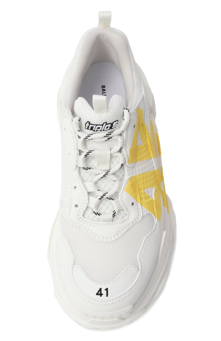 Женские комбинированные кроссовки triple s BALENCIAGA белого цвета, арт. 524039/WTRST | Фото 6 (Материал внешний: Текстиль, Экокожа; Подошва: Платформа; Автоматизация ТО: Проставлено; Материал внутренний: Текстиль; Автоматизация состава: Проставлено; Стили: Кэжуэл; Кросс-КТ: Низкие; Материал утеплителя: Без утеплителя)